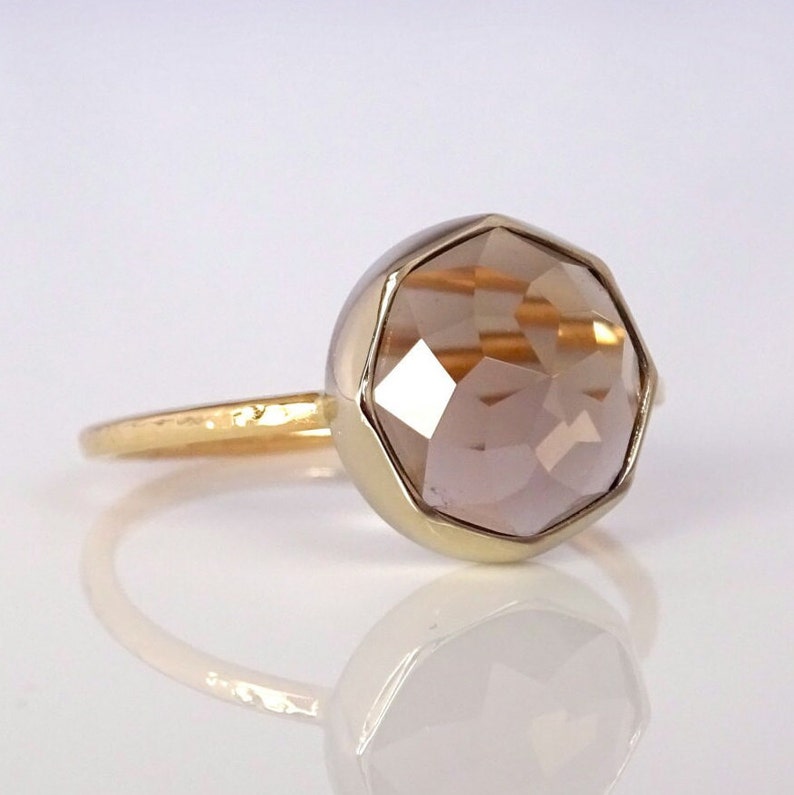 Smoky Quartz Nena Stacker Ring, Birthstone Gold Ring, Gemstone Stacking Ring, Gold gem stone Stacker, Smoky Quartz Ring image 4