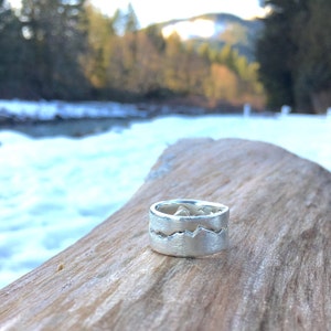 OG Mountain Ring, READY to SHIP, Alternative Wide Wedding Band, Silver Mens Wedding Band, Mountain Range Ring, Gifts for Him image 6