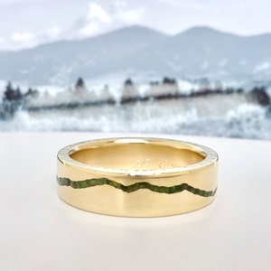 Custom Range Inlay Mountain Ring | Gemstone Wedding Band | Handmade Custom Jewelry