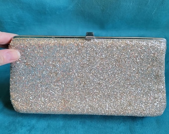 Silver Glitter Vintage Clutch/Wrist Purse