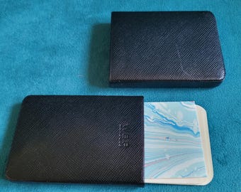 Black Saffiano Italian Leather 2 Piece Card Holder