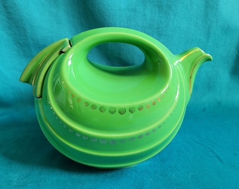 Hall China Rhythm Green Teapot with Gold Dots