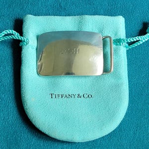 Solid Sterling Silver Tiffany & Co Vintage Belt Buckle and Belt Tiffany & Co. 925 Sterling Silver 14K Gold Vintage EJD  main image 4