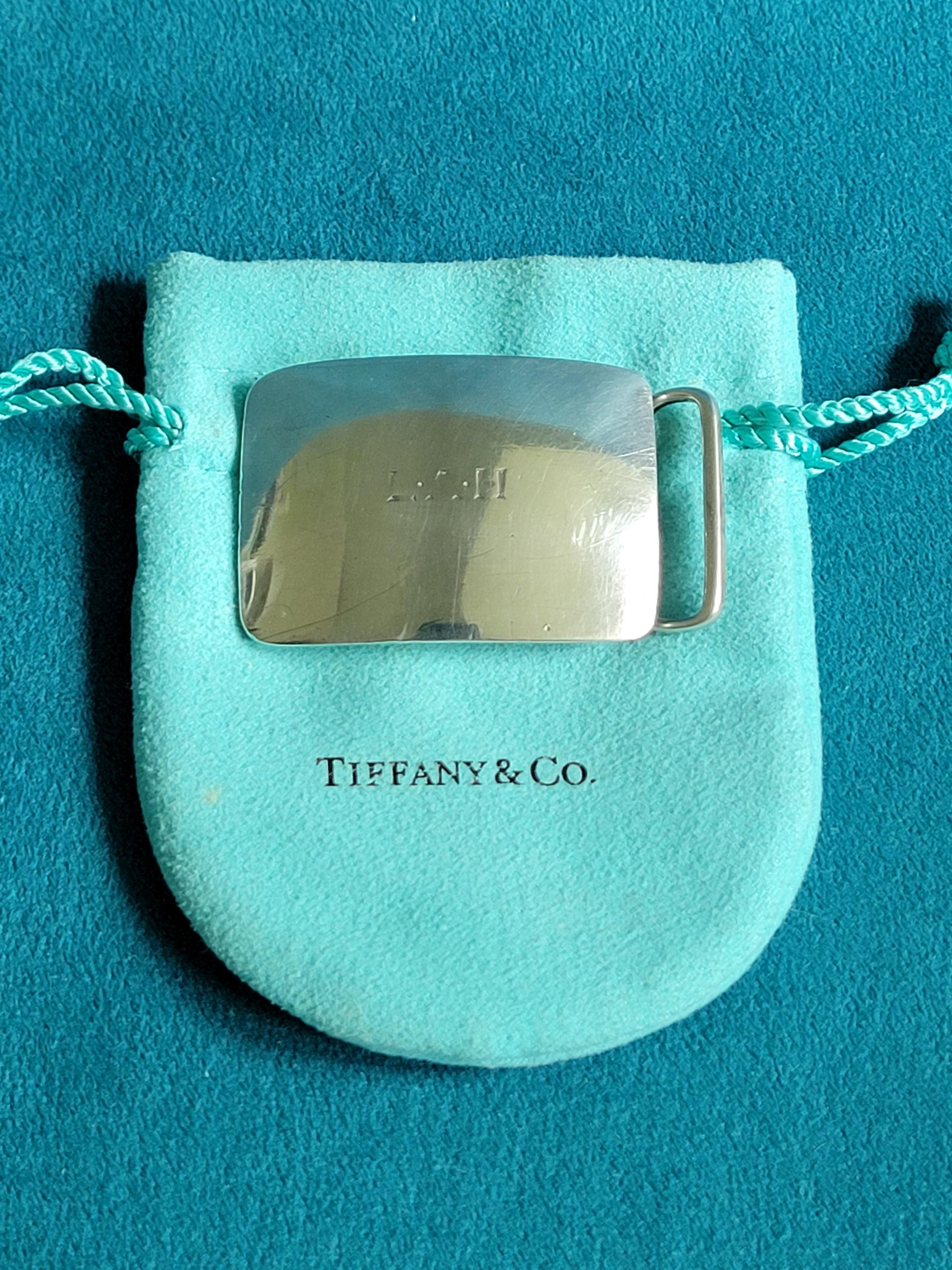 Vintage Tiffany & Co Sterling Leather  Belt with Sterling Sliver Buckle Signed ELSA PERETTI FOR TIFFANY & CO. Vintage Italian Sterling  main image 3