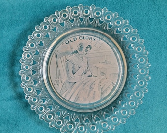 Betsy Ross "Old Glory" Clear Round Glass Trinket Dish