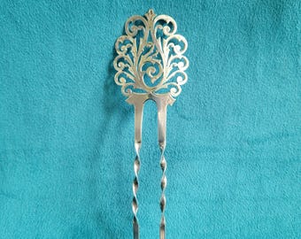 Antique Victorian Sterling Silver Stamped Hairpin