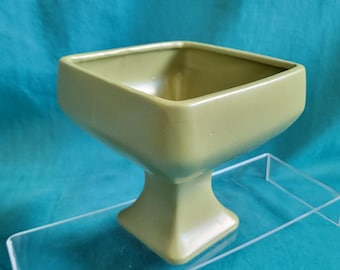 McCoy Floraline Olive Green 460 Square Stoneware Pedestal Vase