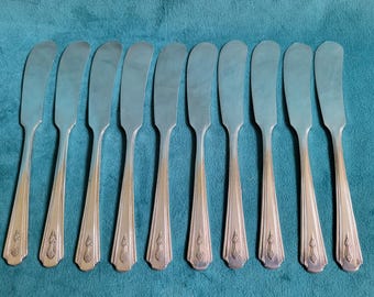 Peerless Silver Plated Vintage Butter Knives S/10