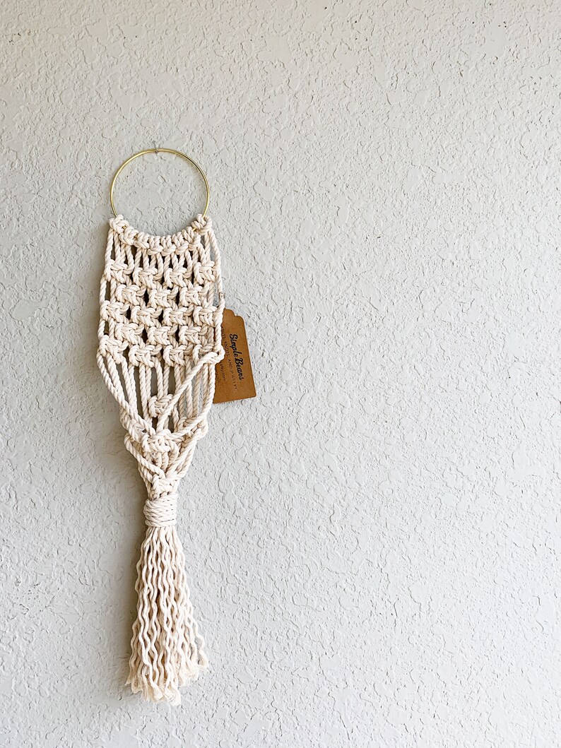 Hoop Macrame Hoop Plant Hanger Small Wall Plant Hanger Eclectic Home Decor Macrame Wall Hanging Plant Hanger or Holder Natural Cotton