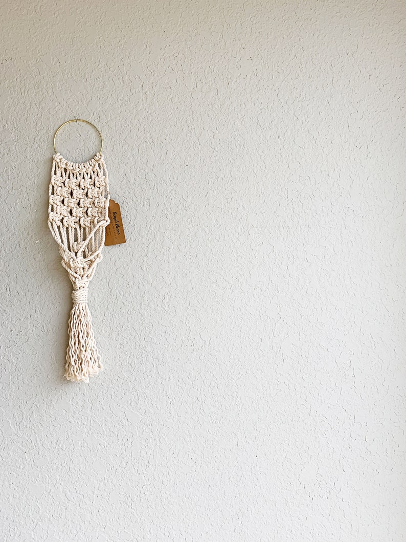 Hoop Macrame Hoop Plant Hanger Small Wall Plant Hanger Eclectic Home Decor Macrame Wall Hanging Plant Hanger or Holder Natural Cotton