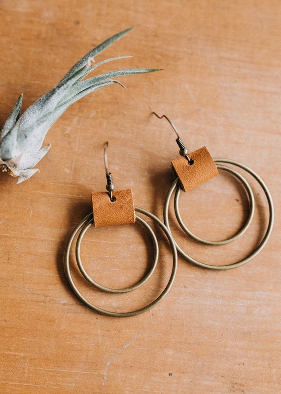 Bronze Hoop Earrings for Women Bronze Hoops Bronze Jewelry Textured  Earrings 1 Inch Hoop Earrings C Hoop Earrings 