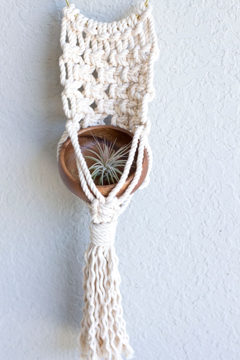 Hoop Macrame Hoop Plant Hanger Small Wall Plant Hanger Eclectic Home Decor Macrame Wall Hanging Plant Hanger or Holder Natural Cotton