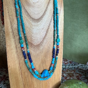 Turquoise Sundance Necklace: Lapis, Spiny Oyster & Sterling Silver, 22&quot;