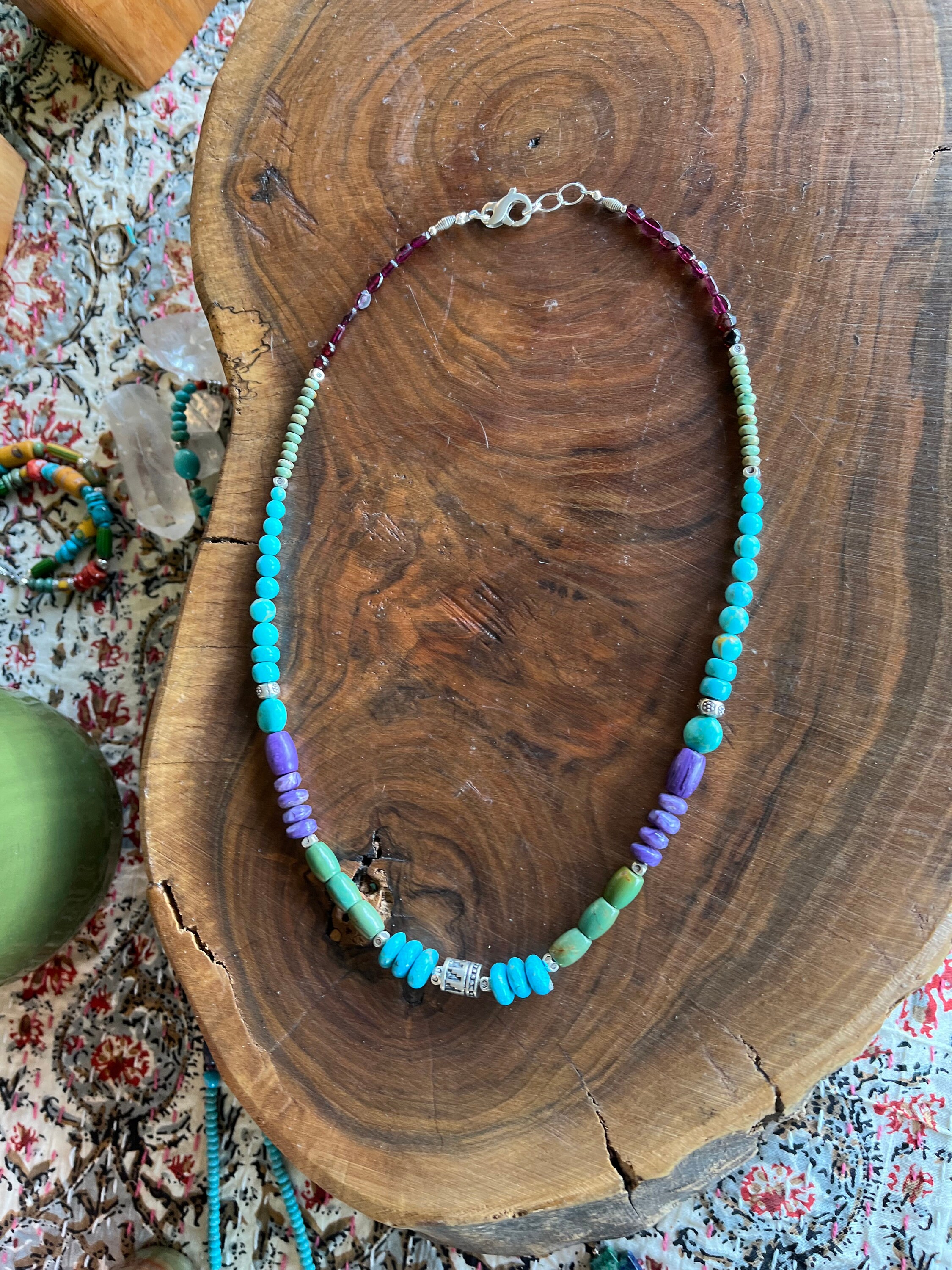 Turquoise Sundance Style Necklace W Navajo Bench Bead Multi