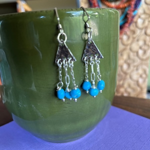 Boucles d&#39;oreilles pendantes turquoise : argent sterling .925 style Sundance