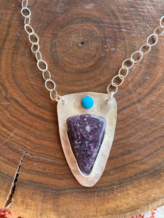 Amethyst Pendant Necklace W Turquoise Sundance Style 22.5 Inches