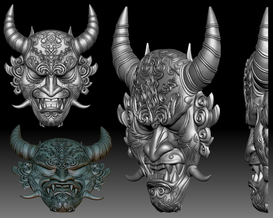 Oni Mask Japanese Demon Bas-relief for CNC Router or 3D Printer - Etsy
