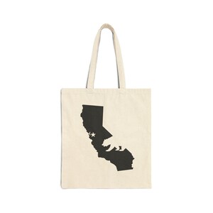 Cotton Canvas Tote Bag with California and Bear