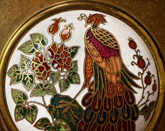 Vintage Brass Peacock Jewlery/trinket box