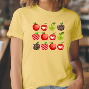 Apple Shirt, Fruit Shirt, Cute Teacher Shirt, Teacher Shirt, Gift for Apple Lovers, Gift for Her, School Shirt, Gift for Teacher