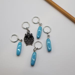 Set of five stitch markers for knitting and crochet