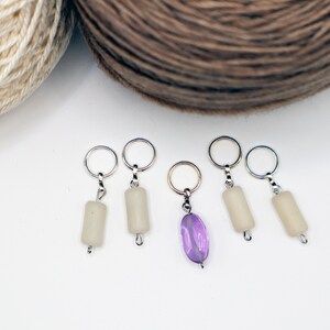 Set of five stitch markers for knitting and crochet