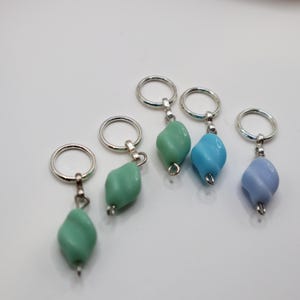 Set of five stitch markers for knitting and crochet