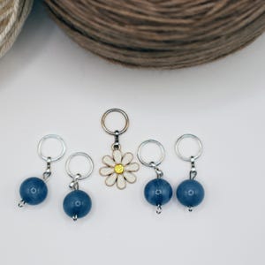 Set of five stitch markers for knitting and crochet