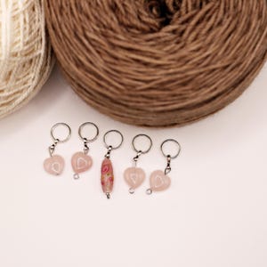 Set of five stitch markers for knitting and crochet