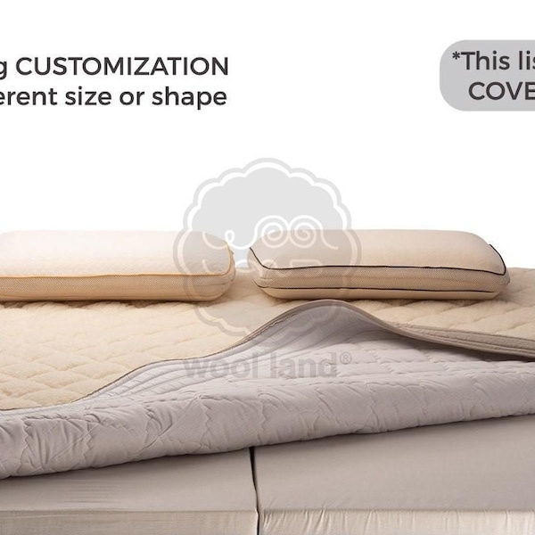 Quilted Wool and Linen Mattress Cover, Zip-Off Natural Cover