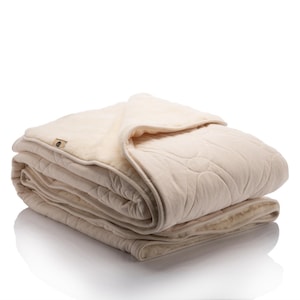Merino Wool comforter, Organic cotton and Wool Blanket,  Organic cotton and Lambswool Blanket, Winter Blanket, 2 sided, Gots organic cotton