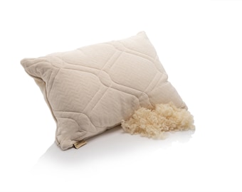 Hemp and wool natural pillow, wool stuffed pillow, Hemp and wool pillow, quilted hemp pillow, organic hemp pillow, sustainable pillow, hemp