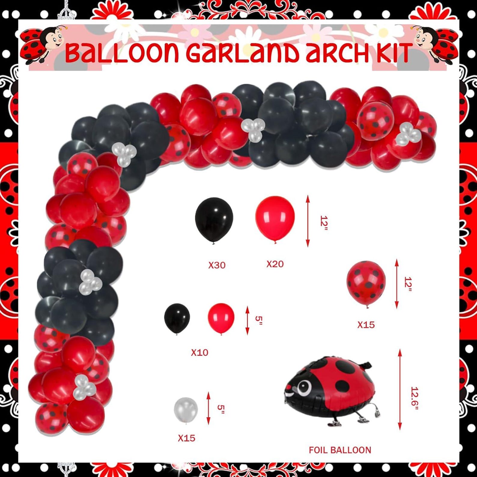 Ladybug Birthday Party Decorations, Ladybug Party Supplies Backdrop ...