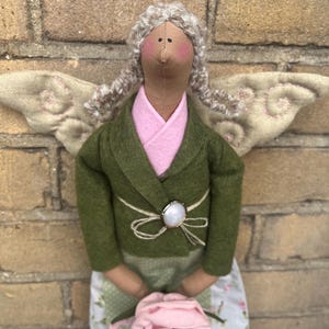 Handmade Tilda Doll – Fabric Angel with Wings, Shabby Chic Home Decor