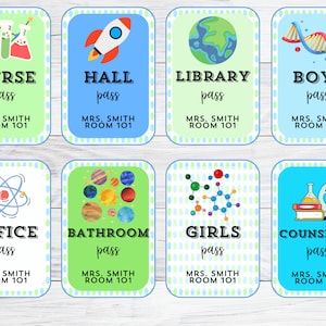 Science Classroom Hallpass/Canva, Passes, Bathroom, Hall Pass, Office, Elementary School, Middle School, Teacher, Back to School