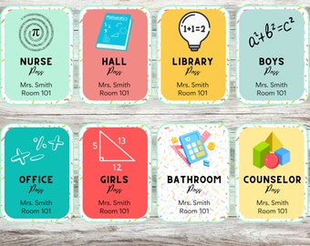 Math Klassenzimmer Pass/Canva, Pässe, Badezimmer, Flur Pass, Büro, Grundschule, Mittelschule, Lehrer, Schulanfang