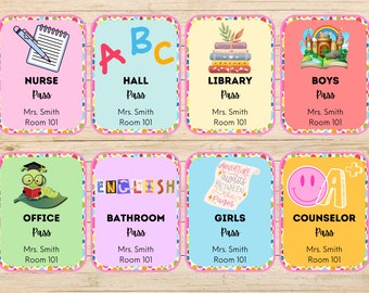 Englisch Klassenzimmer Hallpass / Canva, Sprachkunst, Pass, Badezimmer, Flur Pass, Büro, Grundschule, Mittelschule, Lehrer, Schulanfang