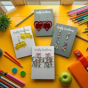 Teacher Earring SVG Bundle | Laser Cut Digital Download for Educator-Inspired Earrings | Digital Download Only | GlowForge Tested