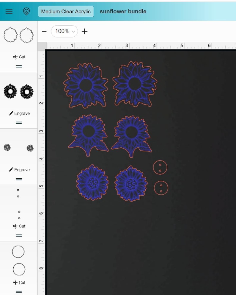 Sunflower Earring SVG Bundle | Laser Cut & Engraved Earring Design ...