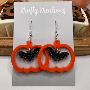 Pumpkin Bat Earring SVG files, Halloween Earrings, GlowForge Tested, Digital Download Only