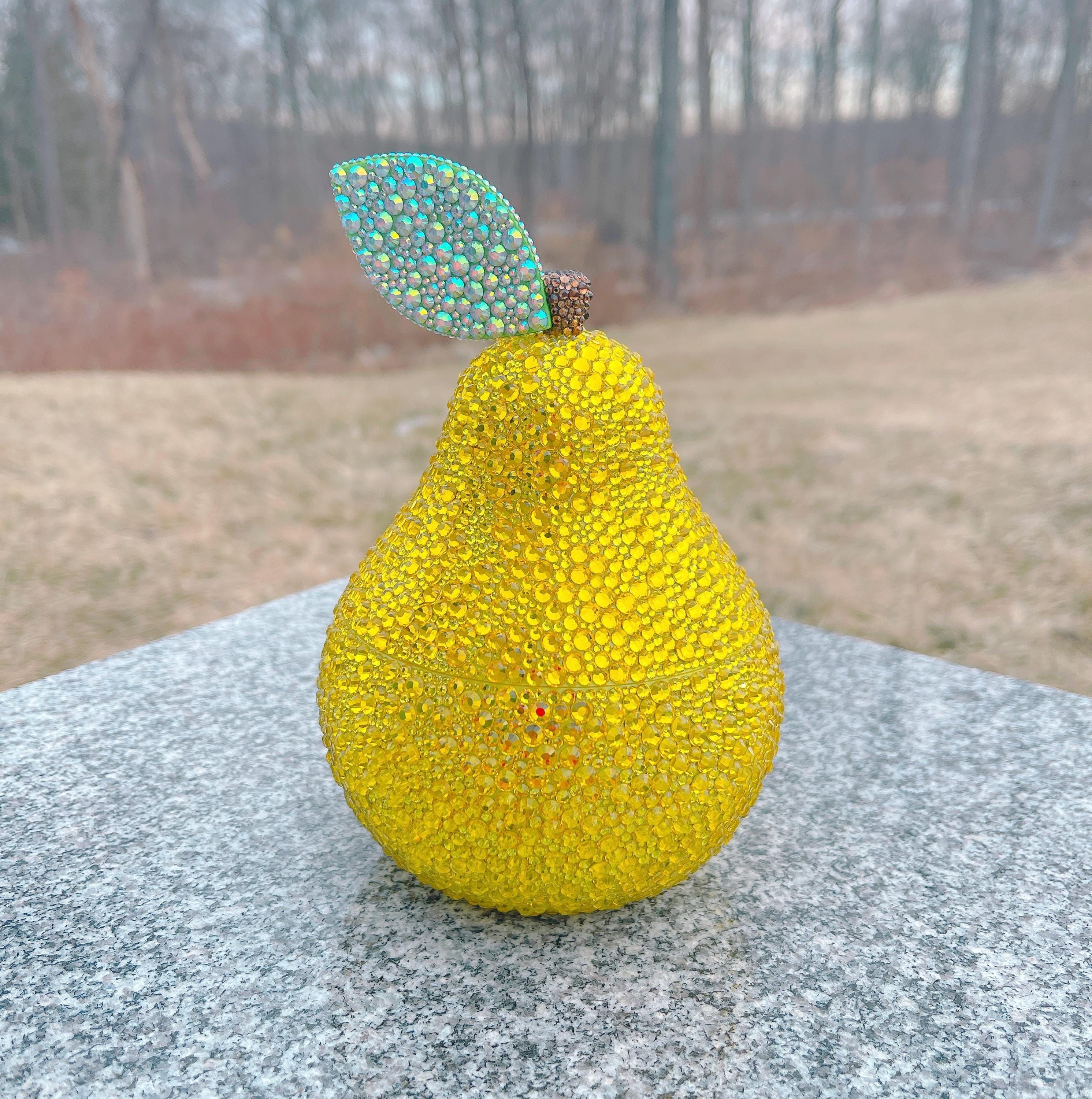 Pear Container Rhinestoned Pear, Pear, Pear Container, Single Pear, Magnetic ...