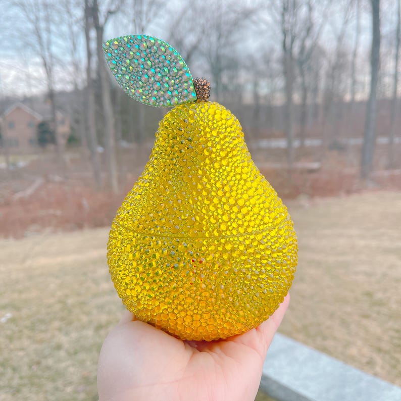 Pear Container Rhinestoned Pear, Pear, Pear Container, Single Pear, Magnetic ...