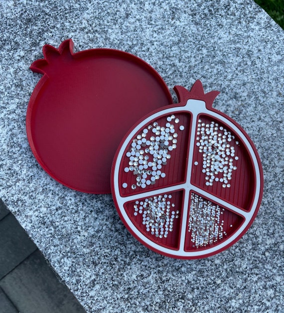 Pomegranate Rhinestone Tray, Rhinestones Tray, Diamond Painting, Flatback Crystals, 3D Printed Pomegranate, 3D Printed