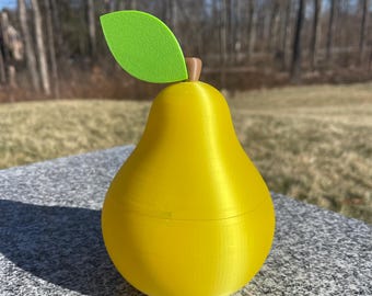 Pear, Single Pear Container, Single Pear, Magnetic Rhinestones, Flatback Rhinestones, 3D Printed Pear, Container, Storage