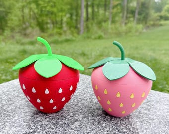 Strawberry Container, Strawberry, Rhinestones, Flatback Rhinestones, 3D Printed Cherry, Container, Storage