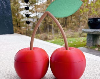 Cherry, Double Cherries, Cherry Containers, Fruit, Fruit Containers, Storage, Red, Pink, 3D Printed Cherry, 3D Printed Container, 3D Printed