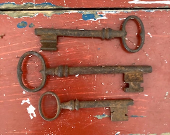 Antique Skeleton Keys / Three Old Rusty Keys