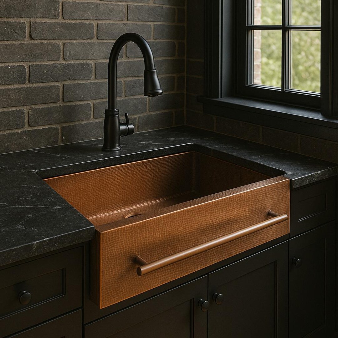 Handcrafted Copper Farmhouse Kitchen Sink - Rectangular Single Bowl ...