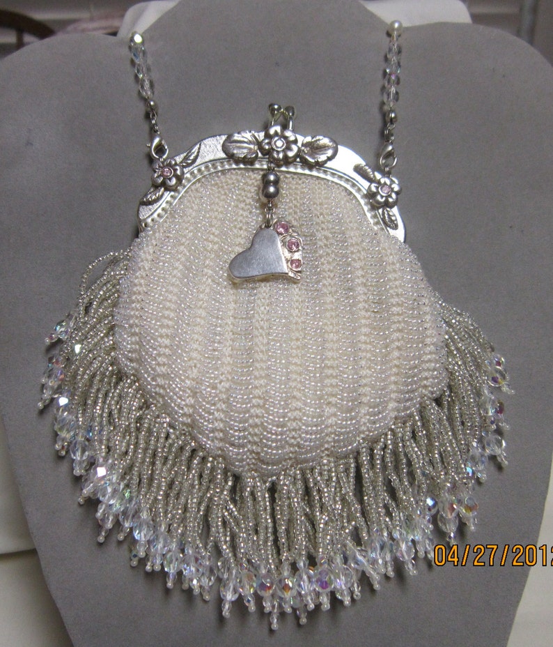Vintage style Bridal Purse and Jewelry Set Two Hearts Joined image 3