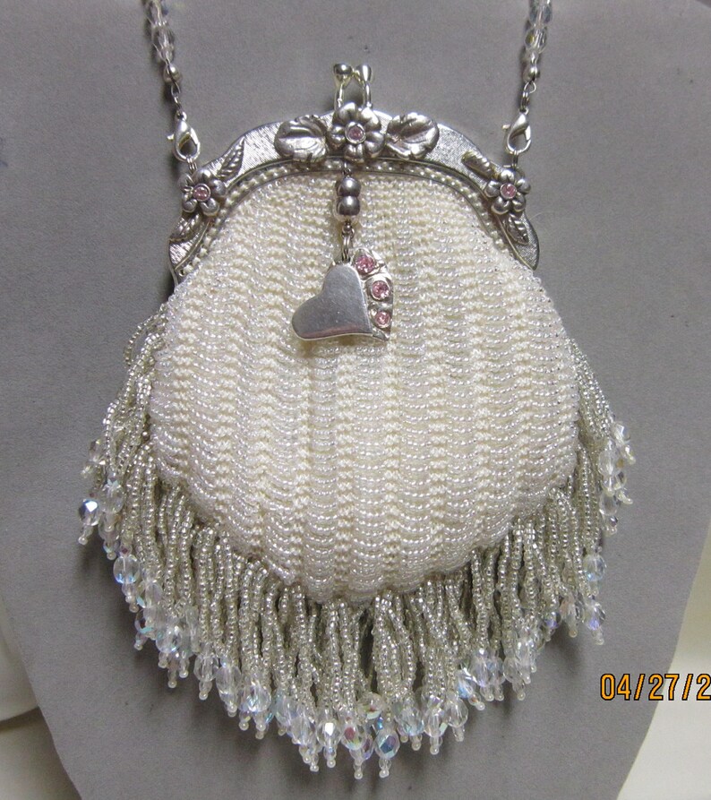 Vintage style Bridal Purse and Jewelry Set Two Hearts Joined image 1